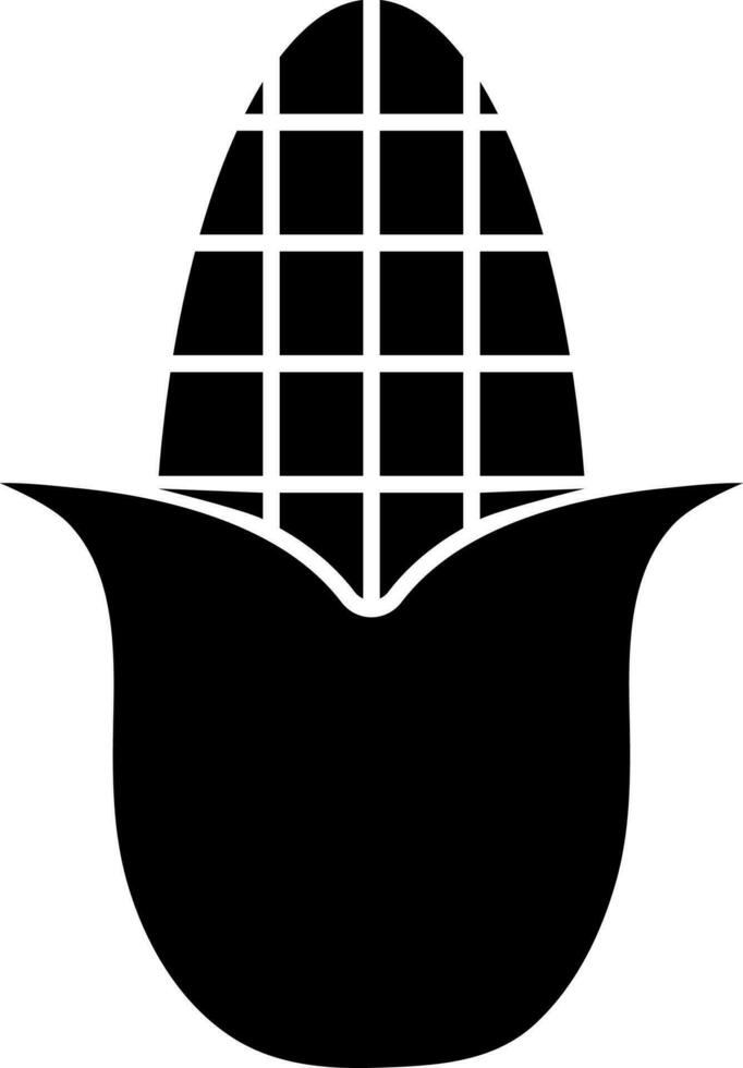 plano estilo milho ícone dentro Preto e branco cor. vetor