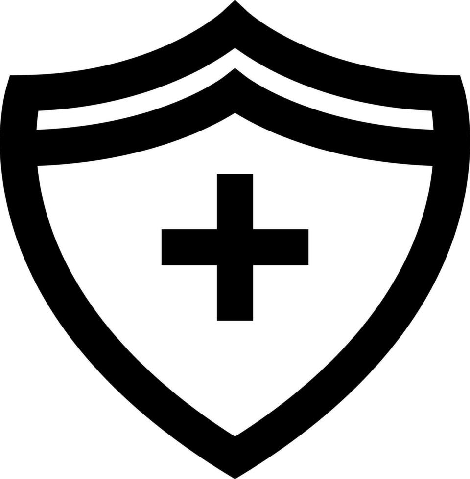 plano estilo médico escudo ícone ou símbolo. vetor