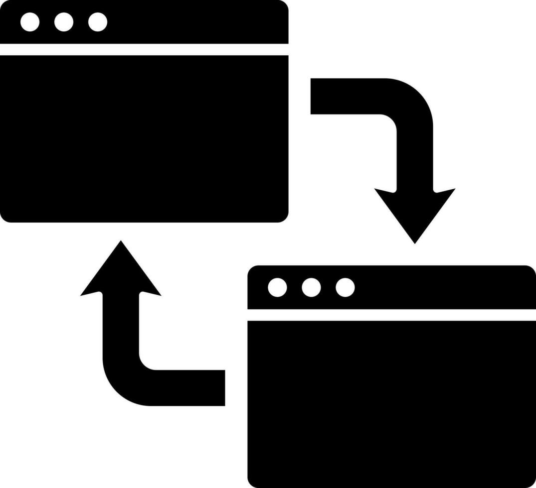dados transferir navegador janela glifo ícone dentro plano estilo. vetor