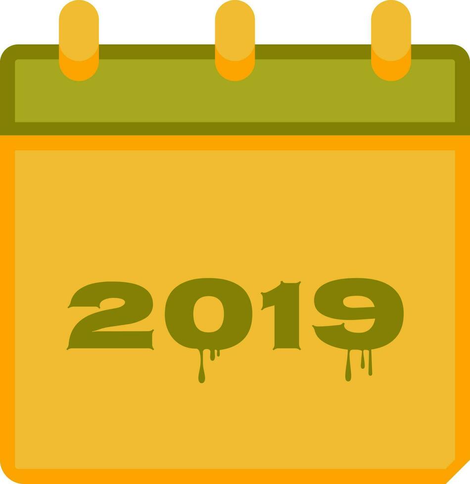 2019 calendário ícone dentro verde e amarelo cor. vetor