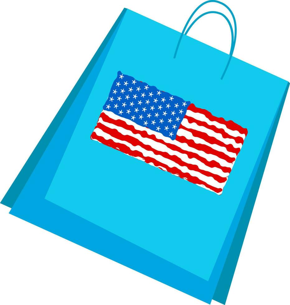 compras saco decorado com americano bandeira. vetor