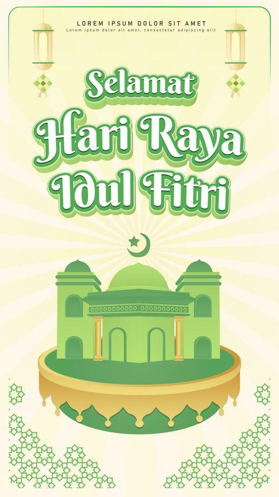 bandeira Selamat hari raya idul fitri ilustração, eid mubarak, eid tema, a abençoado mês vetor