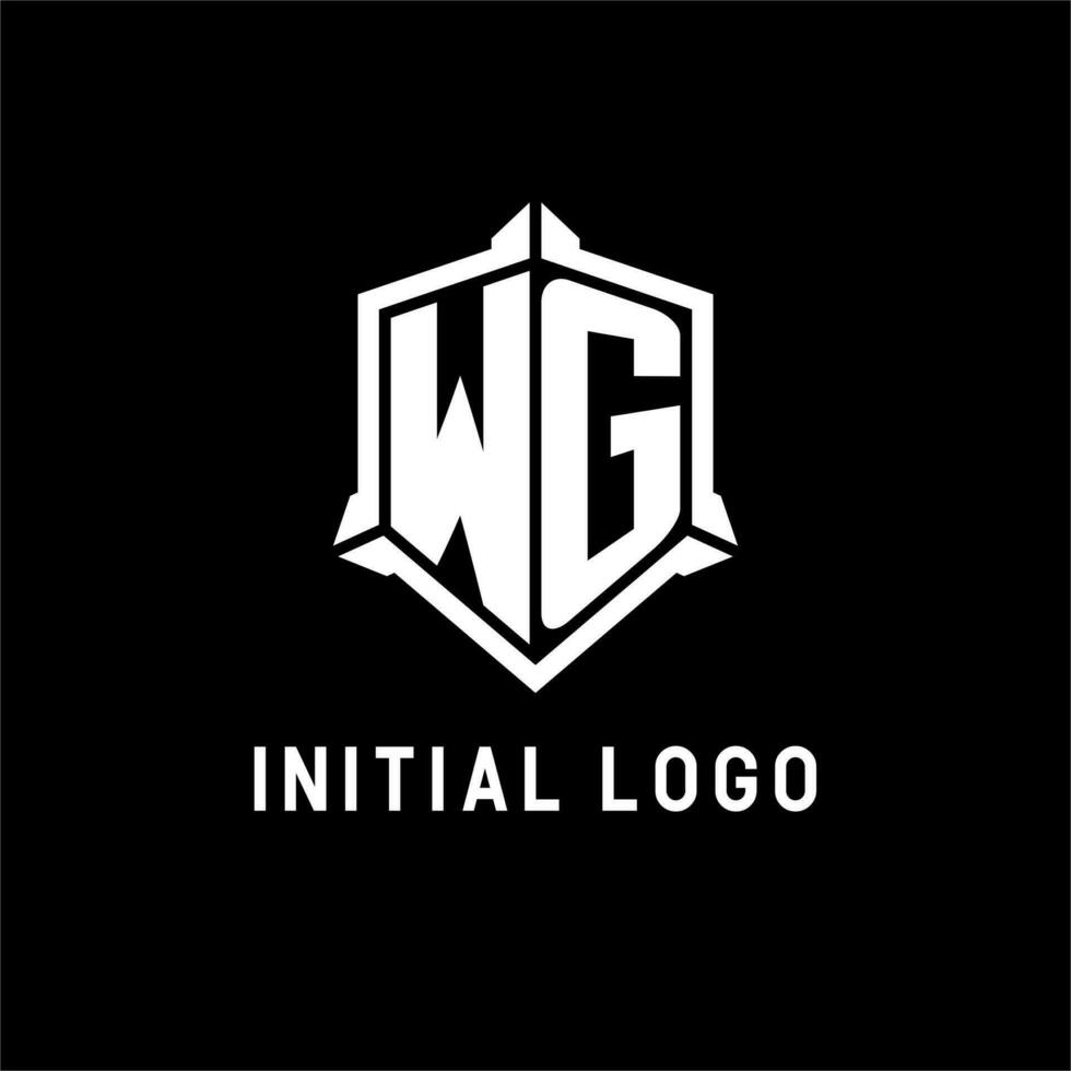 wg logotipo inicial com escudo forma Projeto estilo vetor