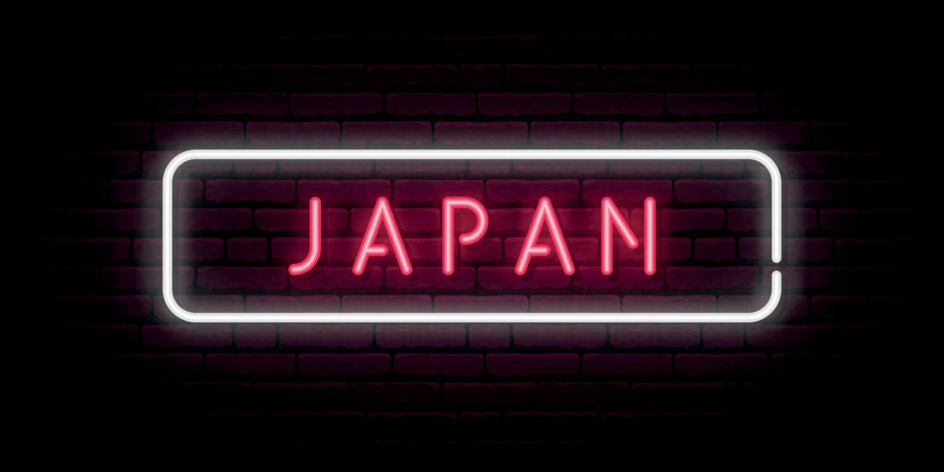 Japão néon tabuleta. brilhando bandeira. vetor