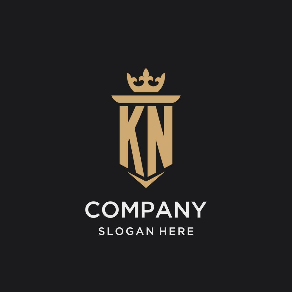 kn monograma com medieval estilo, luxo e elegante inicial logotipo Projeto vetor