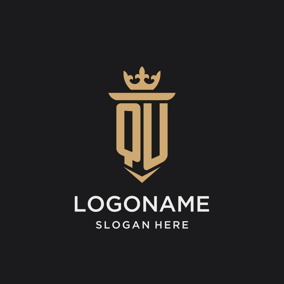 qu monograma com medieval estilo, luxo e elegante inicial logotipo Projeto vetor