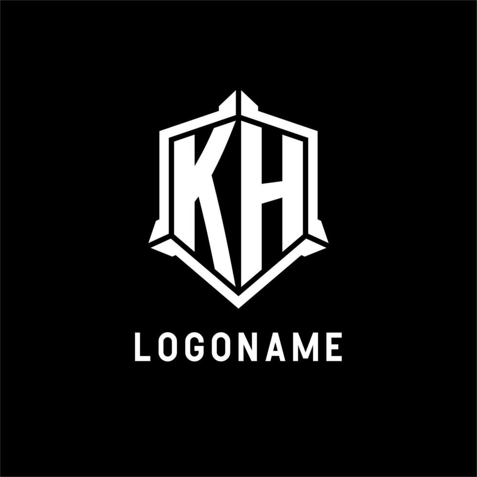 kh logotipo inicial com escudo forma Projeto estilo vetor