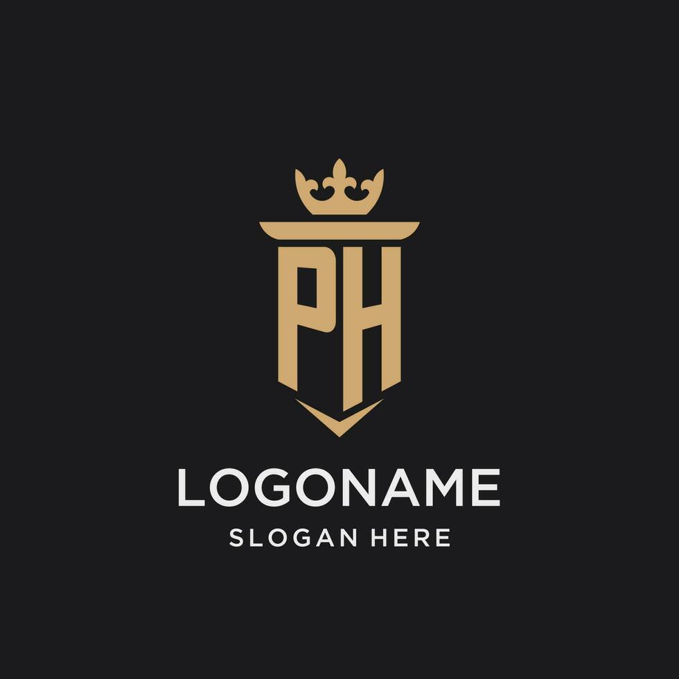 ph monograma com medieval estilo, luxo e elegante inicial logotipo Projeto vetor