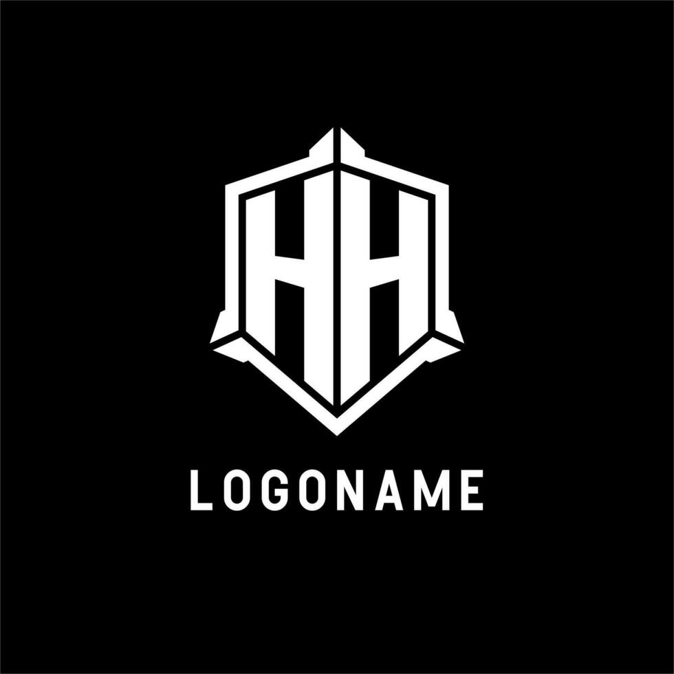 hh logotipo inicial com escudo forma Projeto estilo vetor