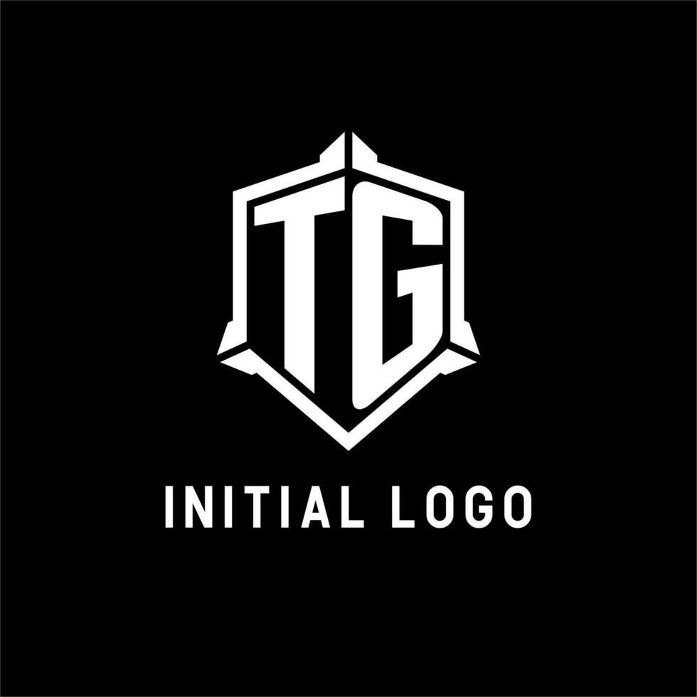 tg logotipo inicial com escudo forma Projeto estilo vetor