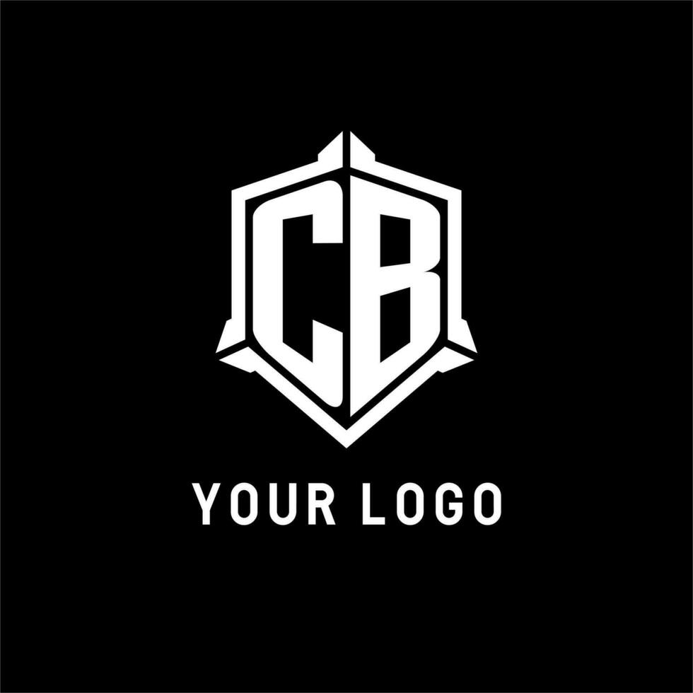 cb logotipo inicial com escudo forma Projeto estilo vetor