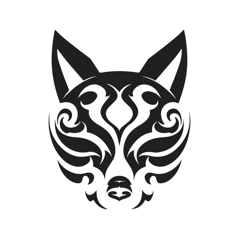 japonês kitsune mascarar, vintage logotipo linha arte conceito Preto e branco cor, mão desenhado ilustração vetor