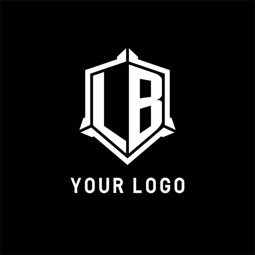Libra logotipo inicial com escudo forma Projeto estilo vetor