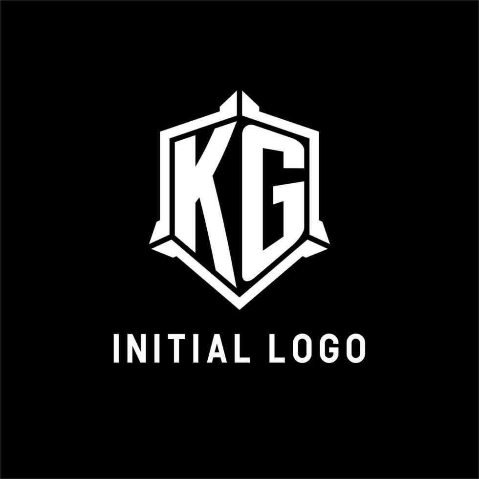 kg logotipo inicial com escudo forma Projeto estilo vetor