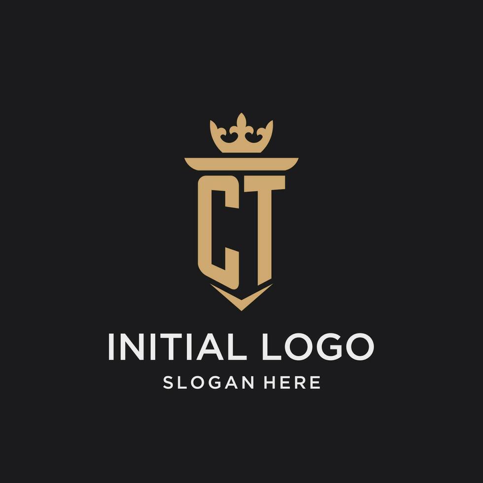 ct monograma com medieval estilo, luxo e elegante inicial logotipo Projeto vetor