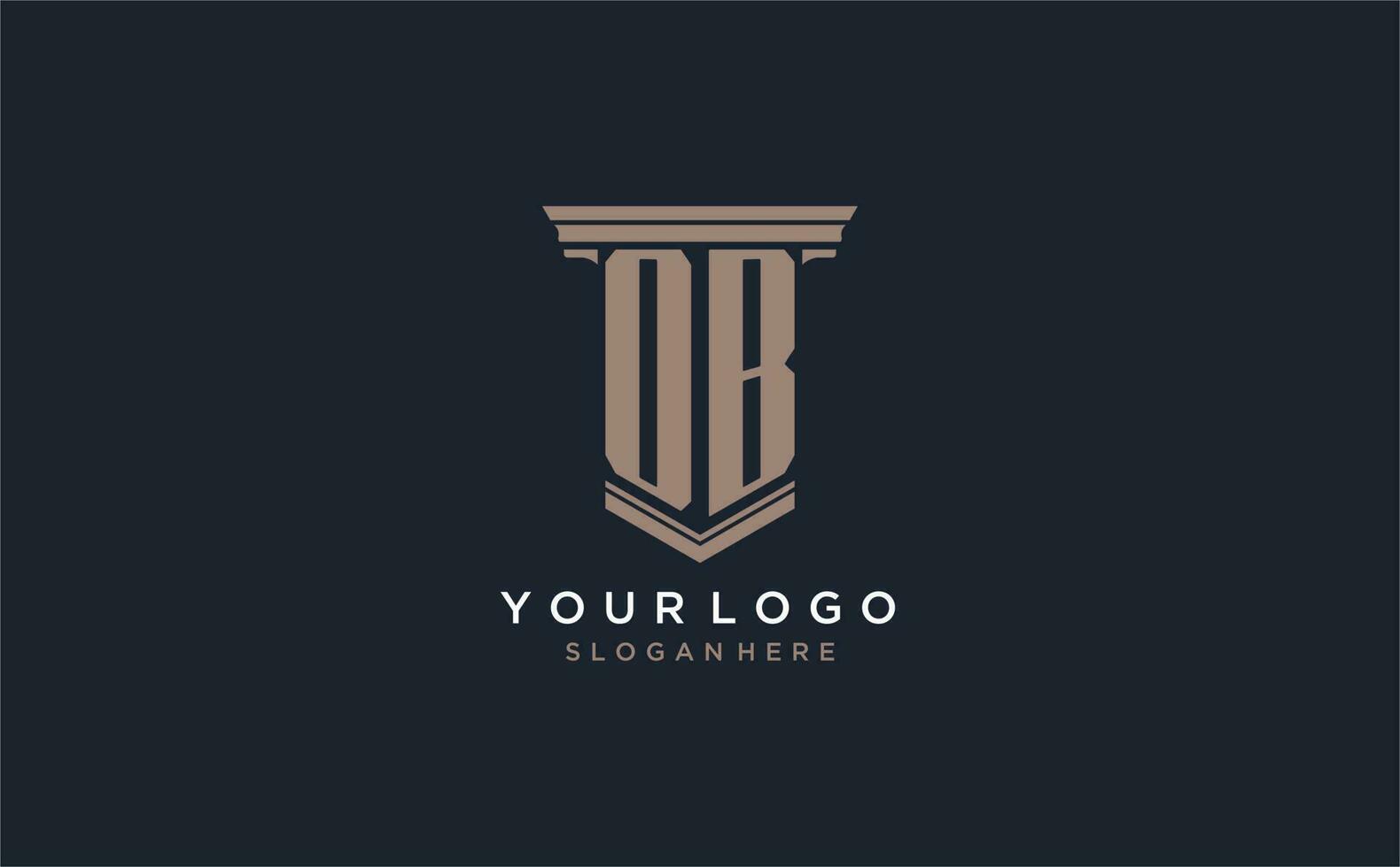 ob inicial logotipo com pilar estilo, luxo lei empresa logotipo Projeto Ideias vetor