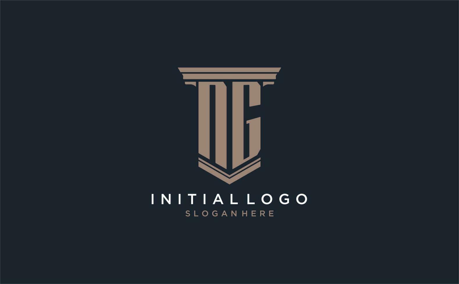 ng inicial logotipo com pilar estilo, luxo lei empresa logotipo Projeto Ideias vetor