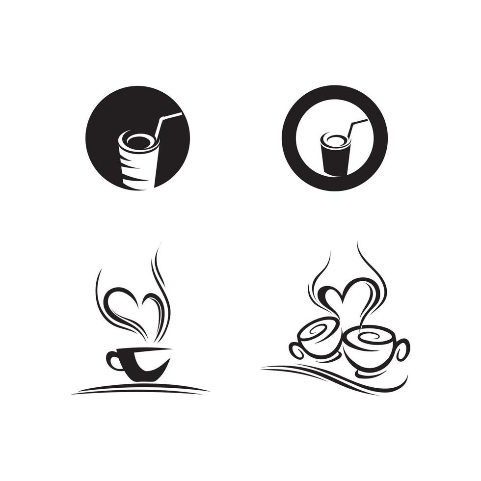 ícones de grãos de café, bebida quente vetor