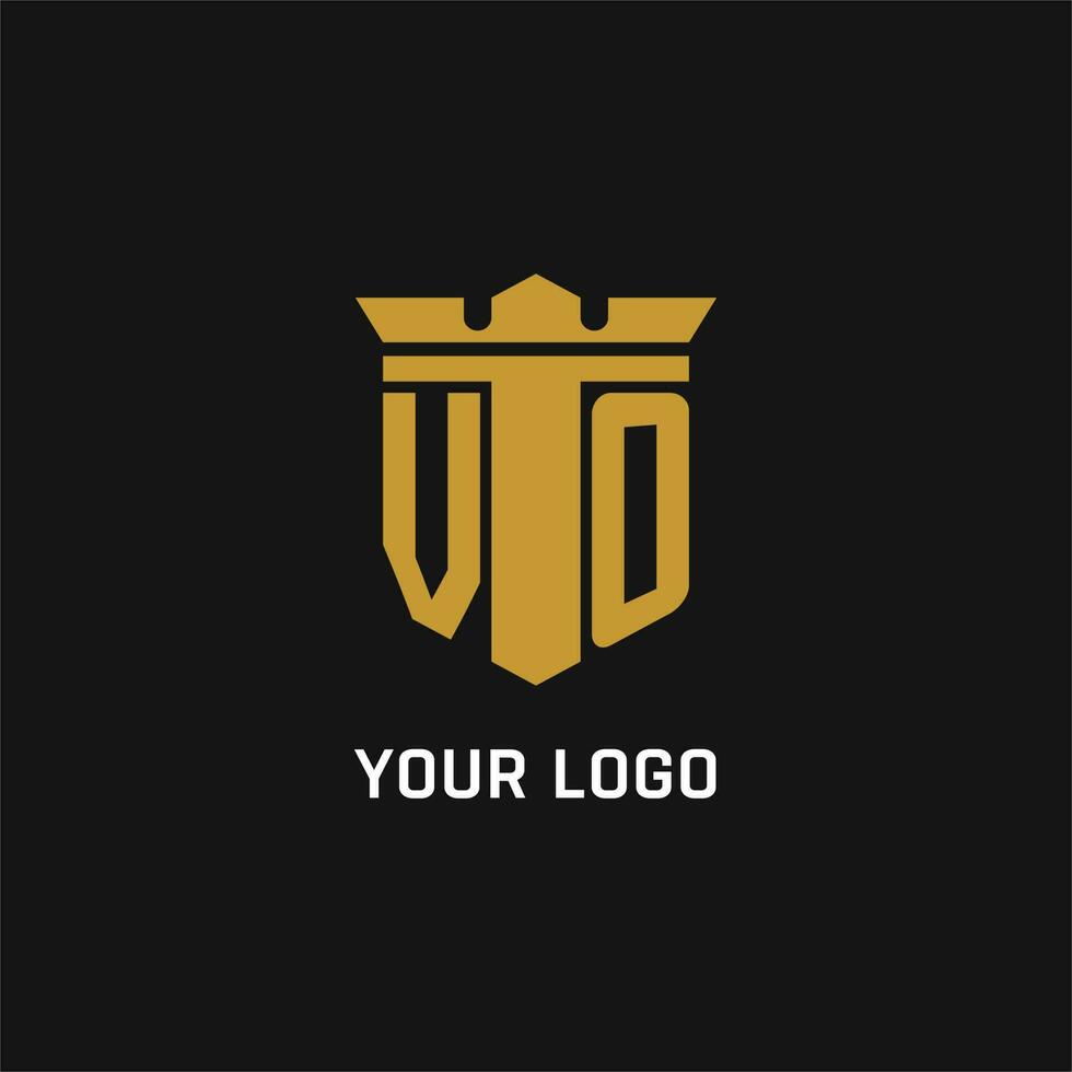 vo inicial logotipo com escudo e coroa estilo vetor
