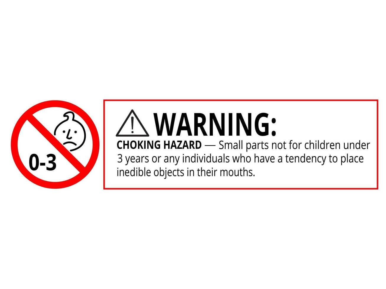 aviso perigo de asfixia peças pequenas não para crianças de 3 anos sinal proibido vetor