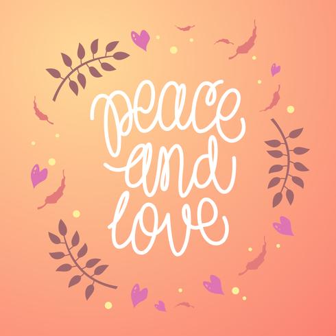 Mão Lettering Paz E Amor Vector