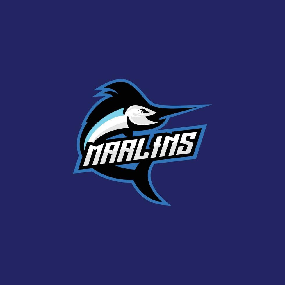 marlins logotipo esport Projeto mascote vetor