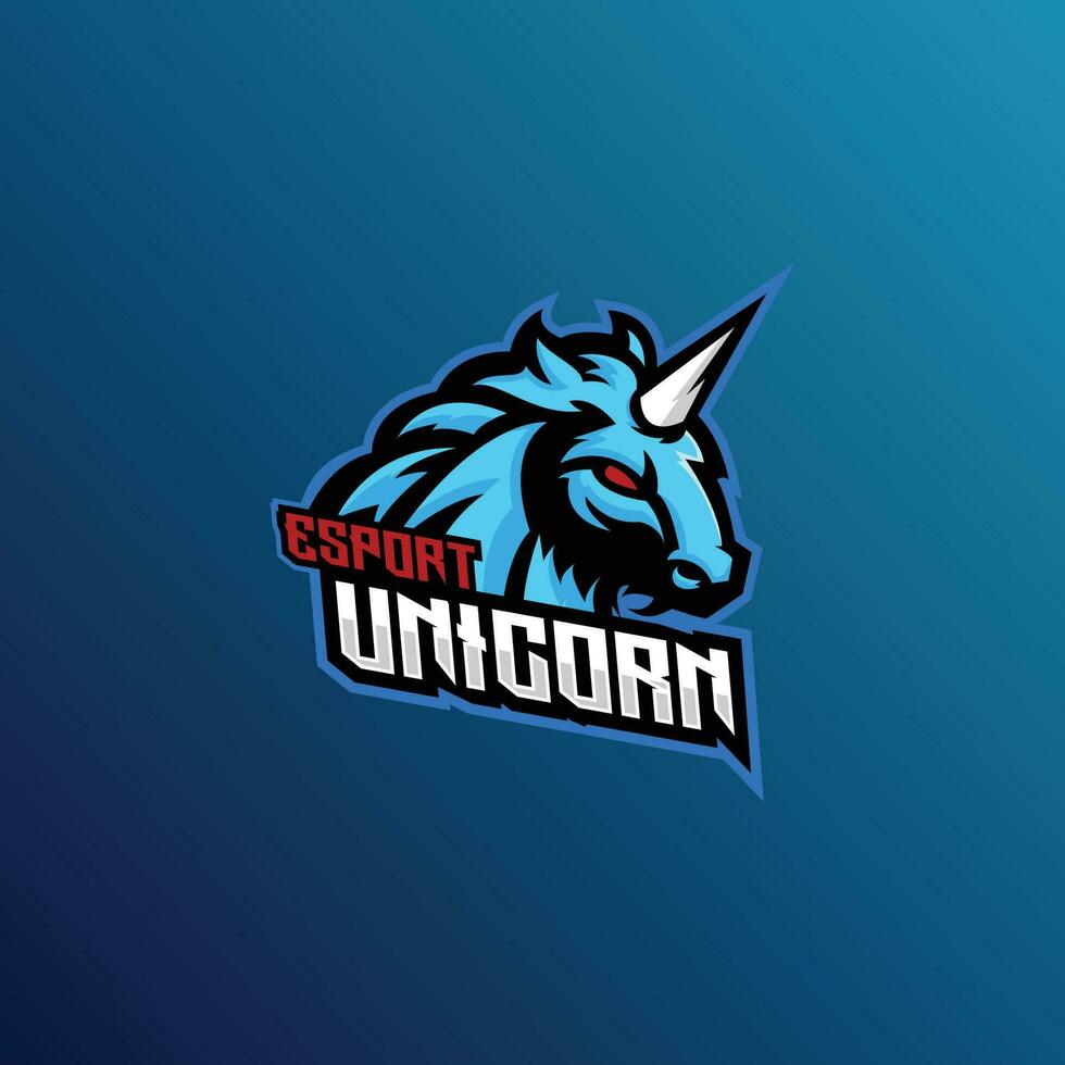 unicórnio logotipo esport equipe Projeto mascote vetor