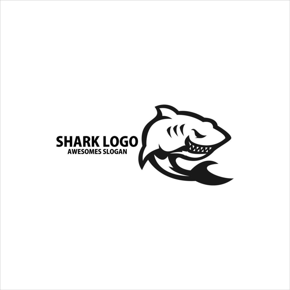Tubarão logotipo Projeto linha arte vetor