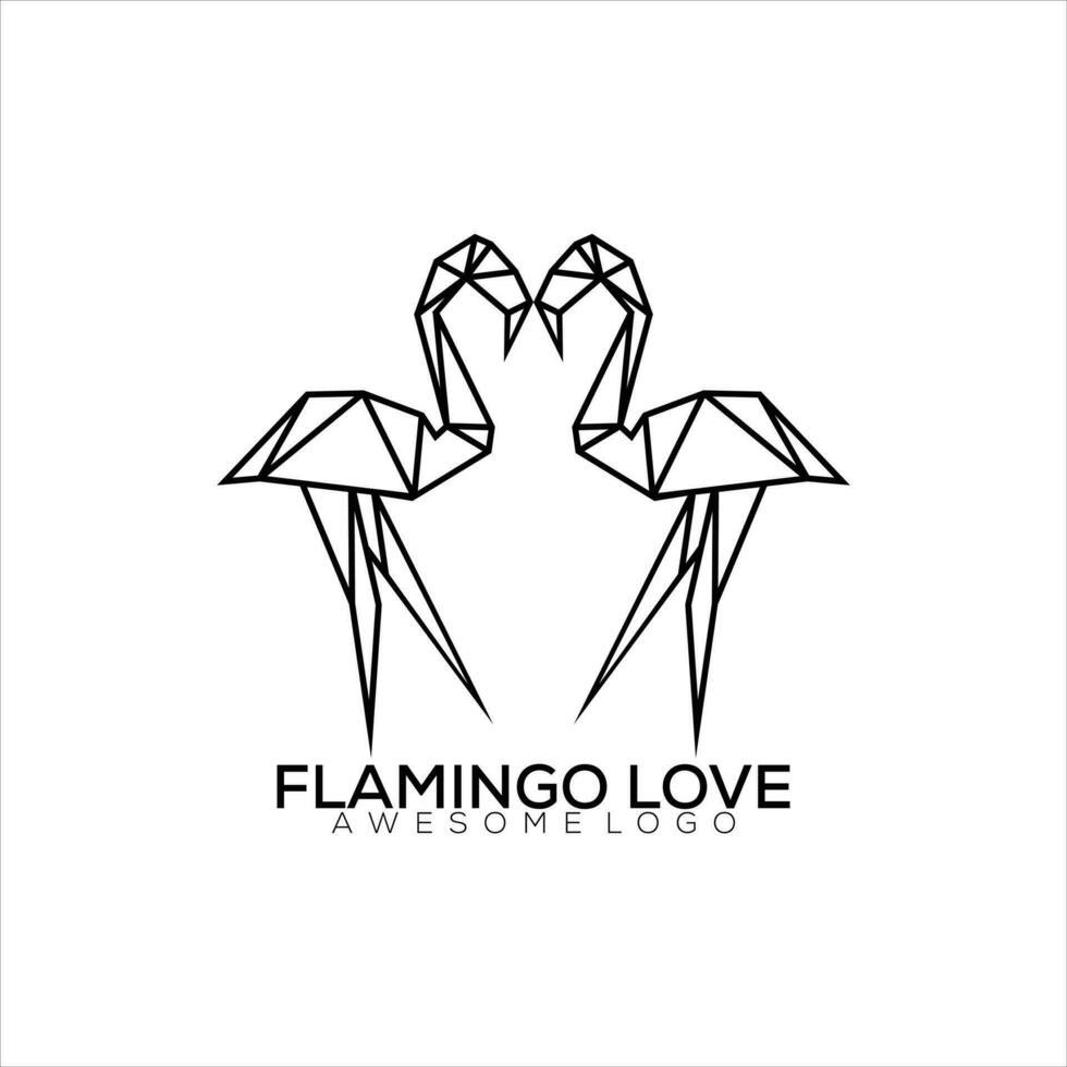 flamingo origami logotipo Projeto linha arte vetor