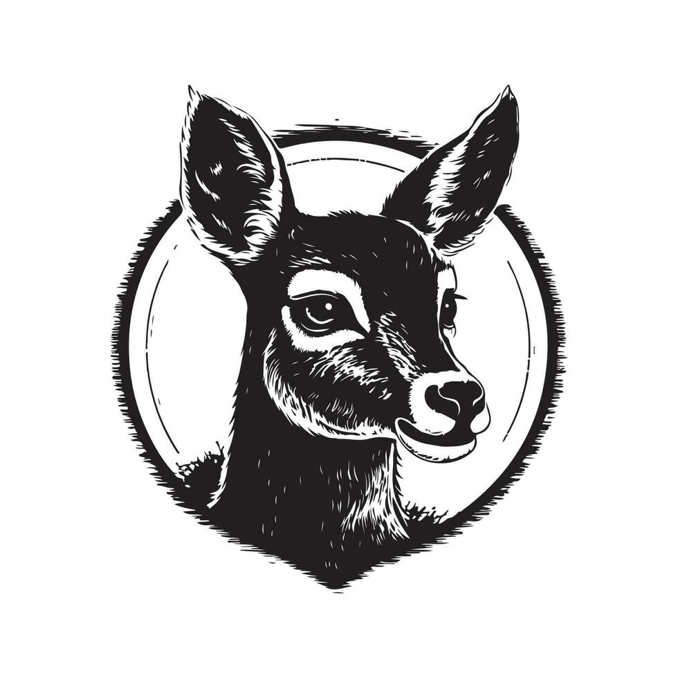 almíscar cervo, vintage logotipo linha arte conceito Preto e branco cor, mão desenhado ilustração vetor