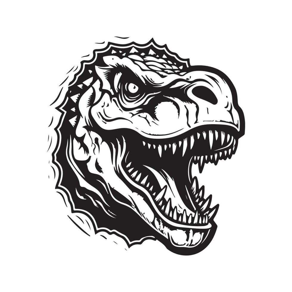 giganotossauro, vintage logotipo linha arte conceito Preto e branco cor, mão desenhado ilustração vetor