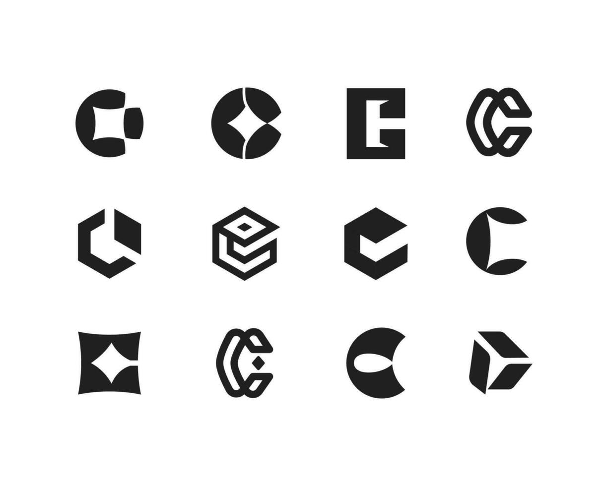 conjunto do carta c moderno logotipo. branco versão logotipo vetor