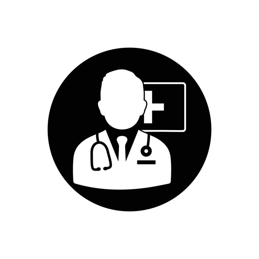 médico consultor ícone. arredondado botão estilo editável vetor eps símbolo ilustração.