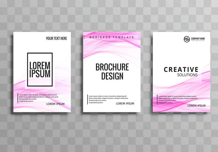 Abstrato onda rosa negócios brochura modelo conjunto vetor
