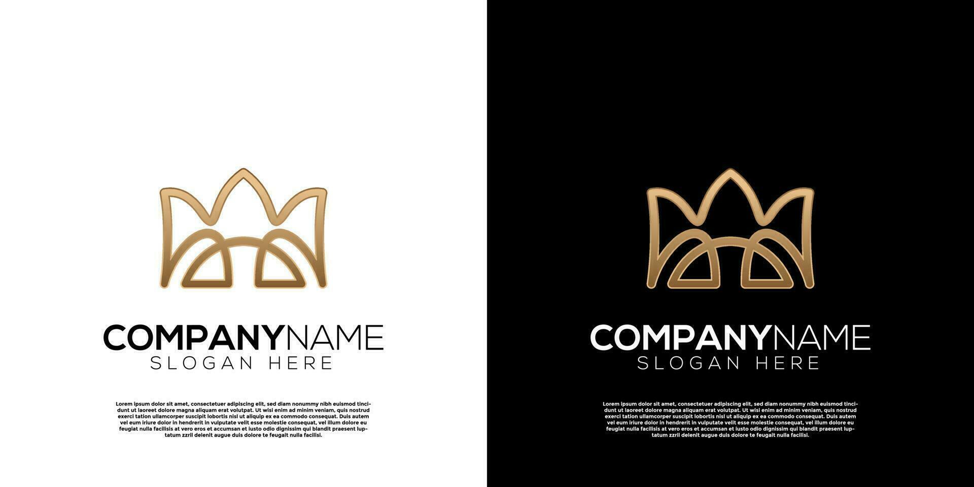 vetor dourado coroa m carta logotipo. criativo logotipo inspiração