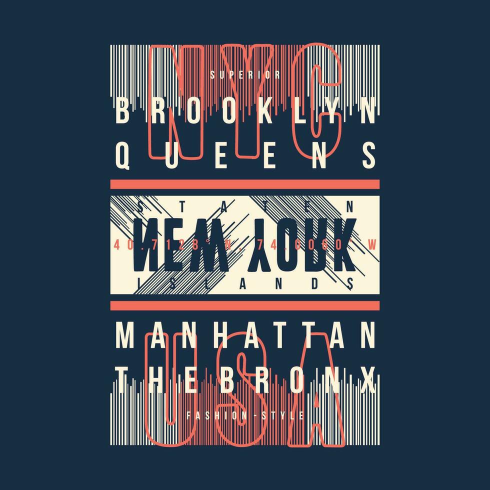 Brooklyn abstrato letras tipografia gráfico projeto, para t camisa impressões, vetor ilustração