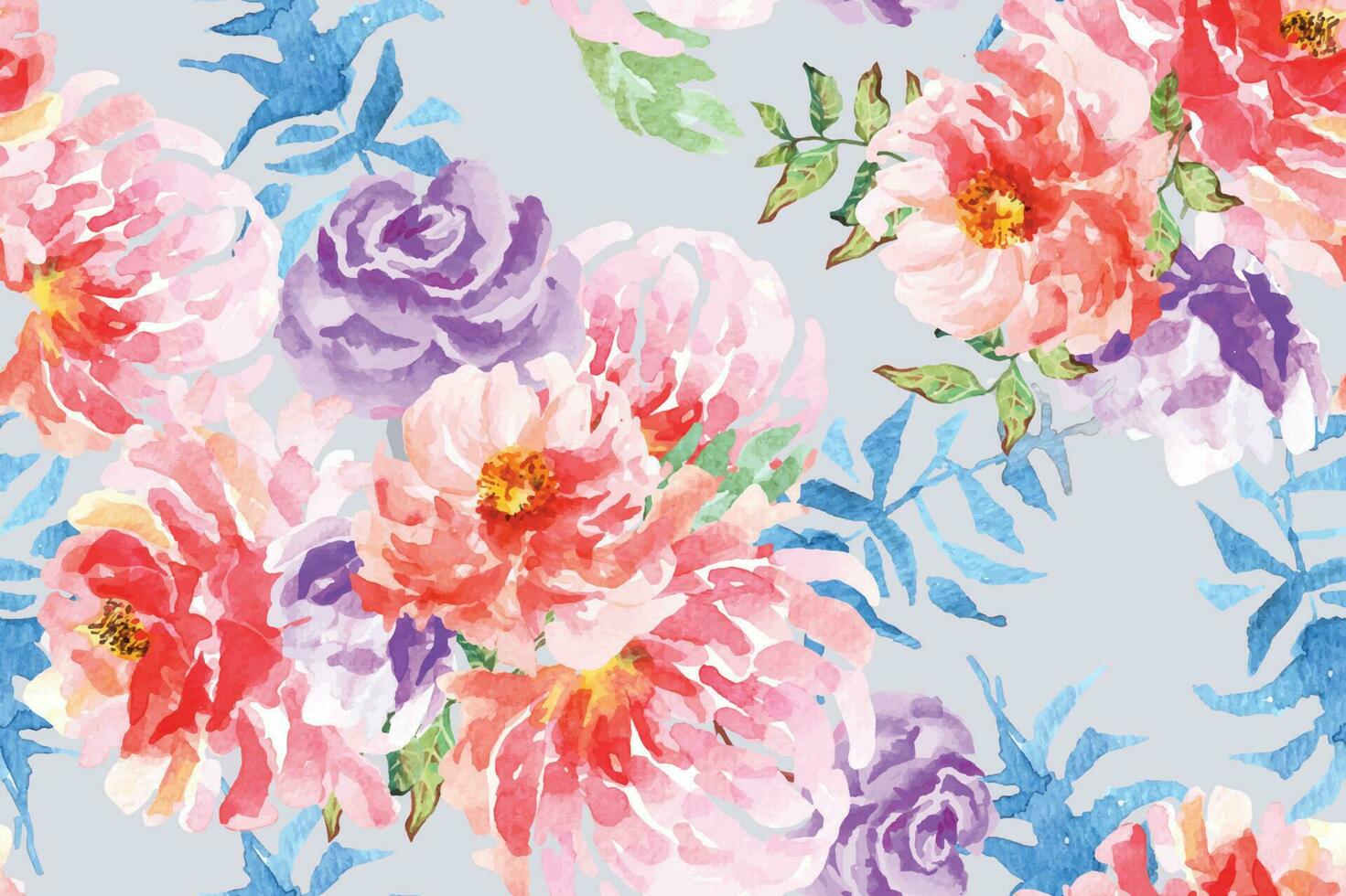 rosa desatado padronizar com aquarela.projetado para tecido e papel de parede, vintage estilo. florescendo floral pintura para verão.botânica fundo. vetor