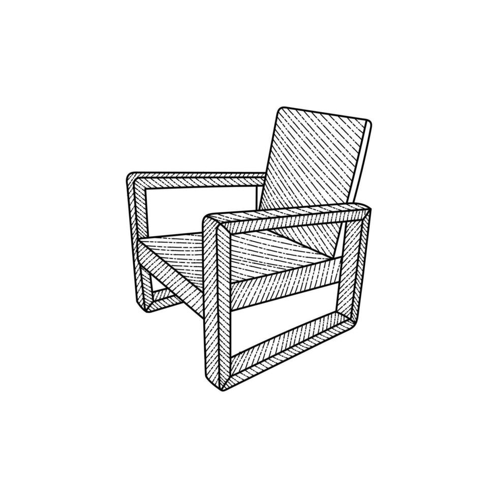cadeira vetor logotipo modelo. minimalista vivo quarto interior com cadeira, interior logotipo Projeto
