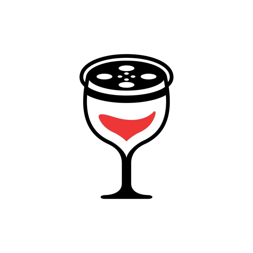 vinho cinema logotipo projeto, vinho filme logotipo Projeto ícone vidro filme vinho cinema simples criativo crachá logotipo modelo vetor vetor ilustração