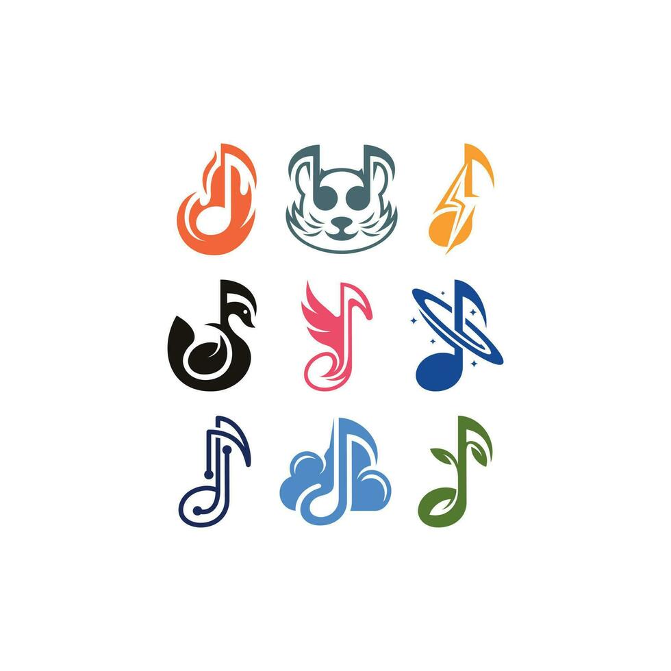 conjunto do música Nota logotipo Projeto modelo, Nota música logotipo Projeto vetor arte
