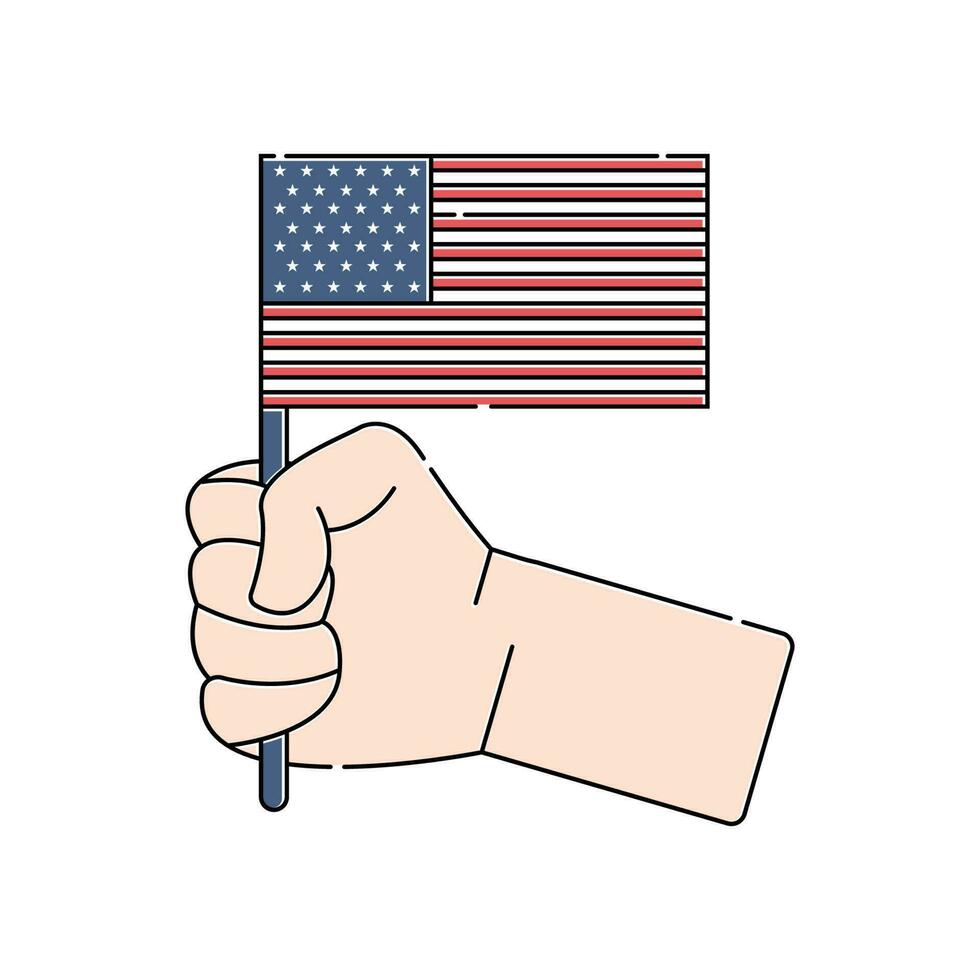 mão segurando bandeira para americano independente dia celebração vetor