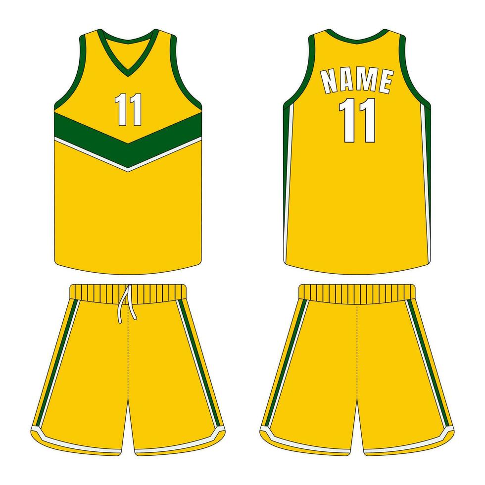 basquetebol uniforme modelo ilustração frente e costas Visão vetor