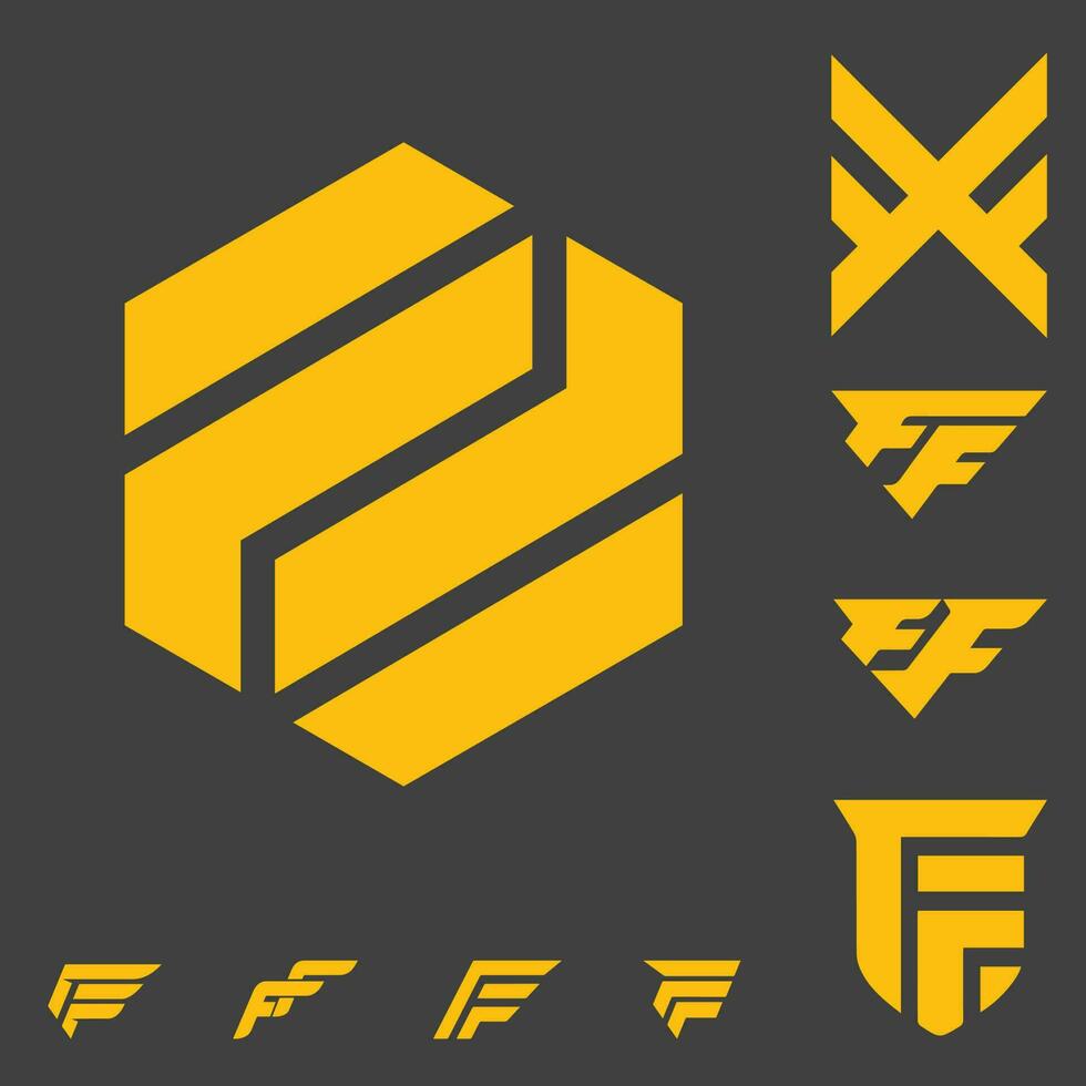 ff ou Duplo f logotipo conjunto vetor