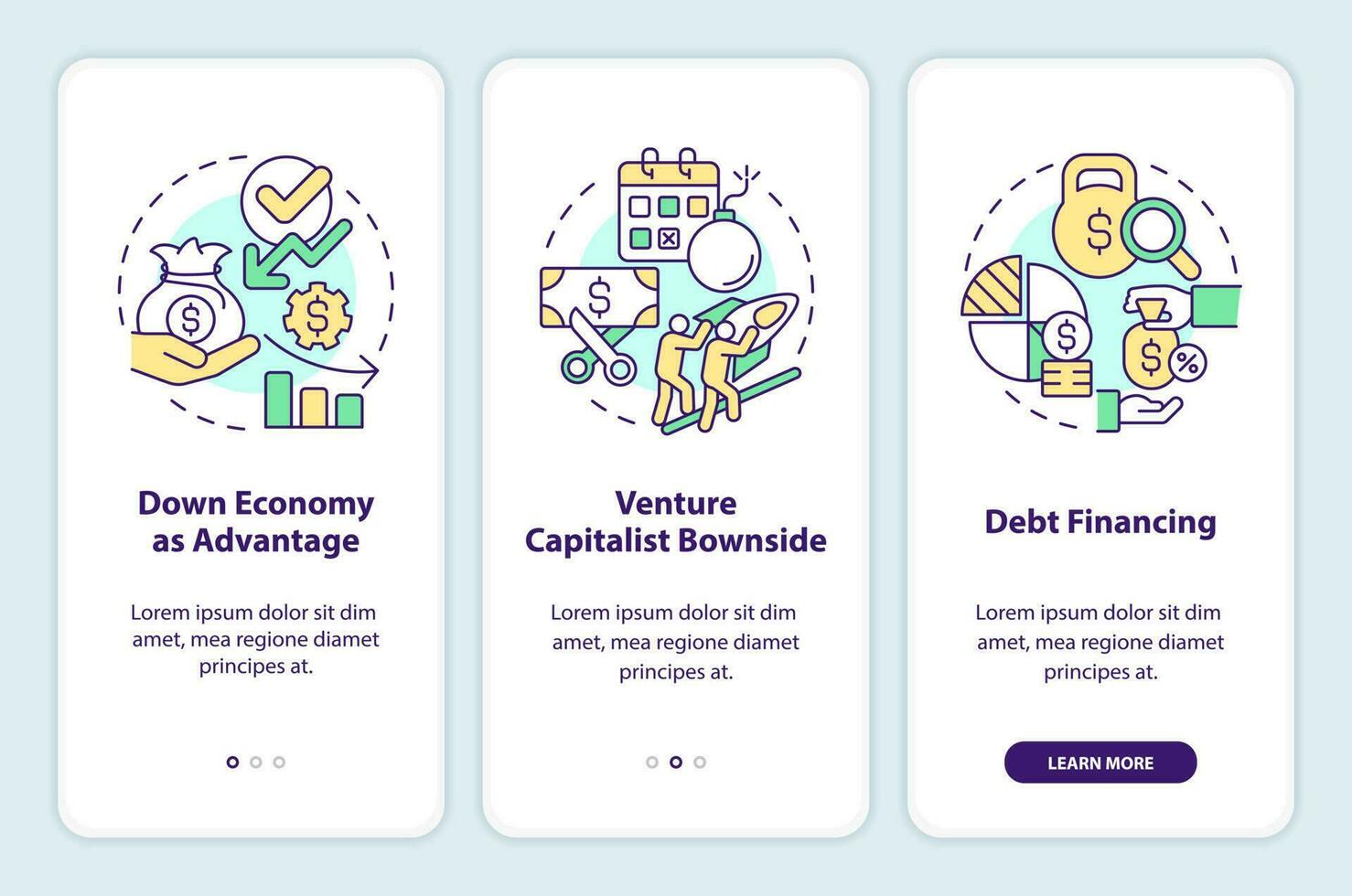 angariação de fundos dicas onboarding Móvel aplicativo tela. isto indústria financiamento passo a passo 3 passos editável gráfico instruções com linear conceitos. interface do usuário, ux, gui modelo vetor