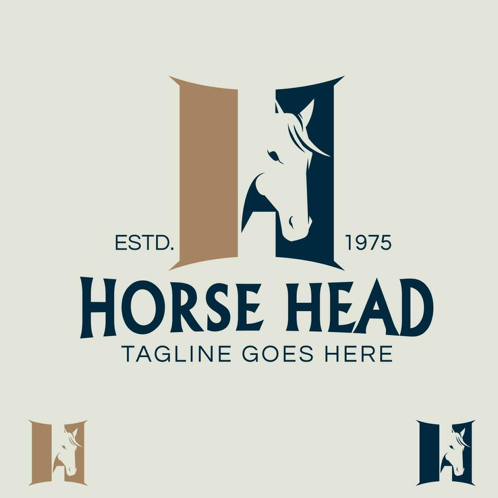 cavalo cabeça carta h logotipo símbolo vetor