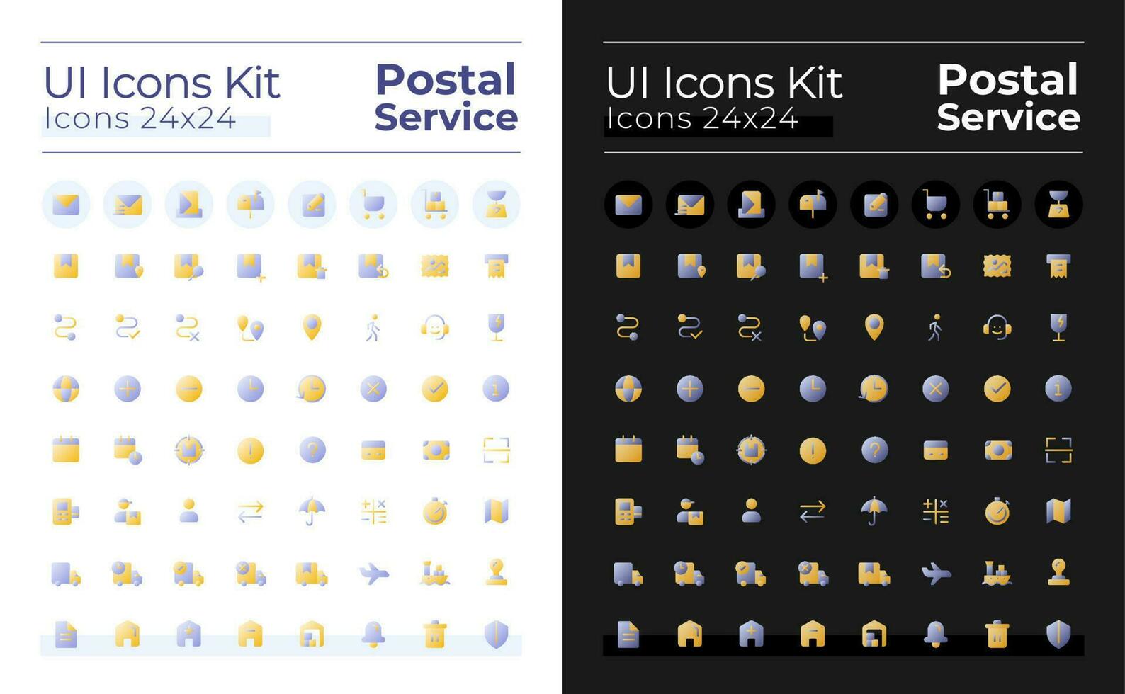 enviar serviço plano gradiente bicolor ui ícones conjunto para escuro, luz modo. Entrega e postal Serviços. vetor isolado rgb pictogramas. gui, ux Projeto para rede, Móvel