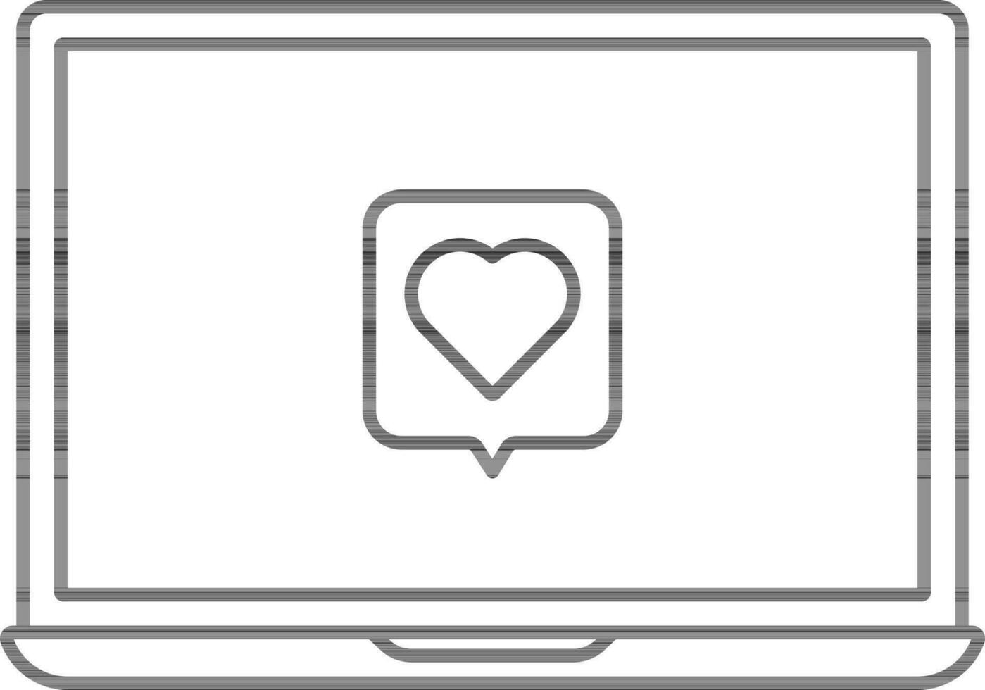 amor ou favorito mensagem dentro computador portátil ícone. vetor