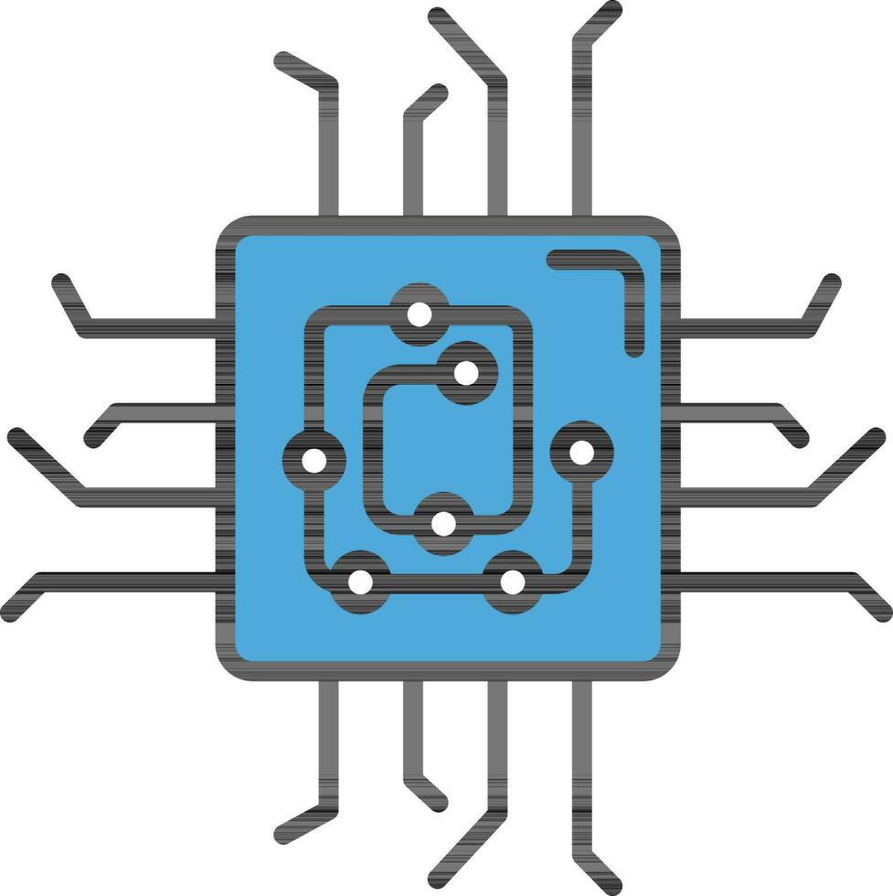 o circuito ou computador lasca ícone dentro azul cor. vetor