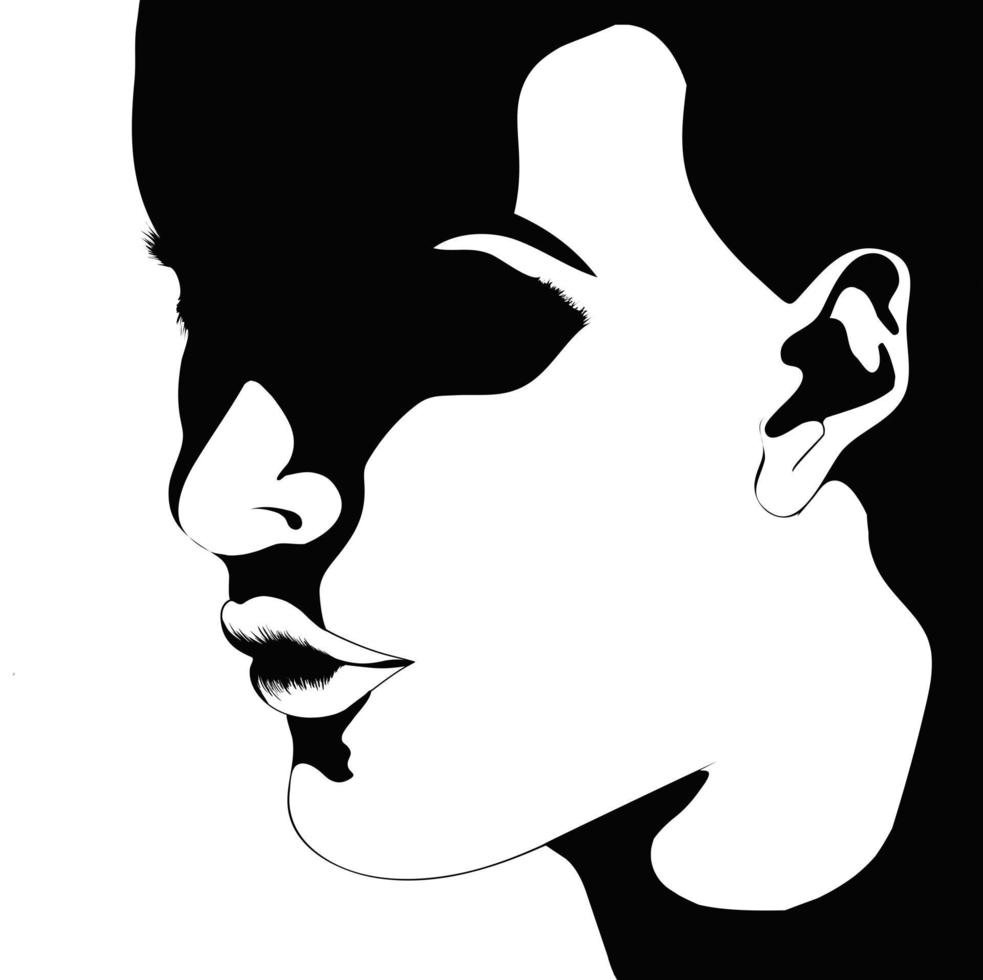 imagem vetorial de uma silhueta de uma vista lateral de rosto feminino vetor
