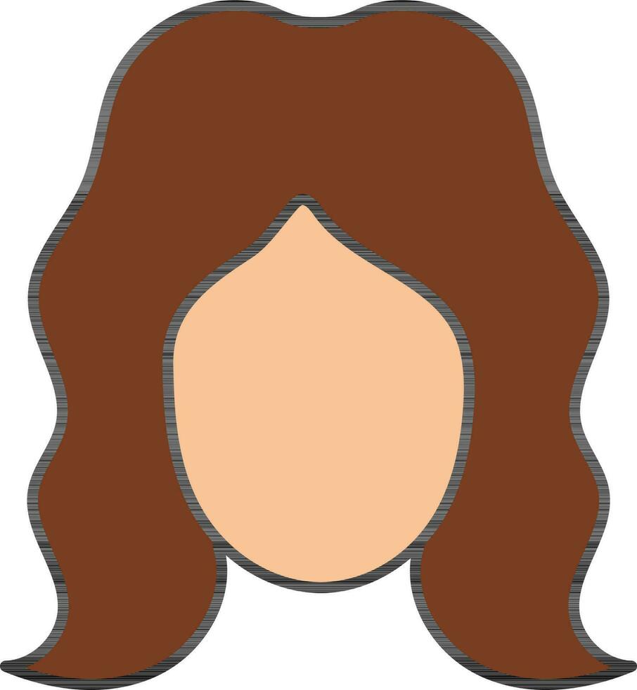 mulher face com aberto cabelo ícone dentro Castanho e laranja cor. vetor